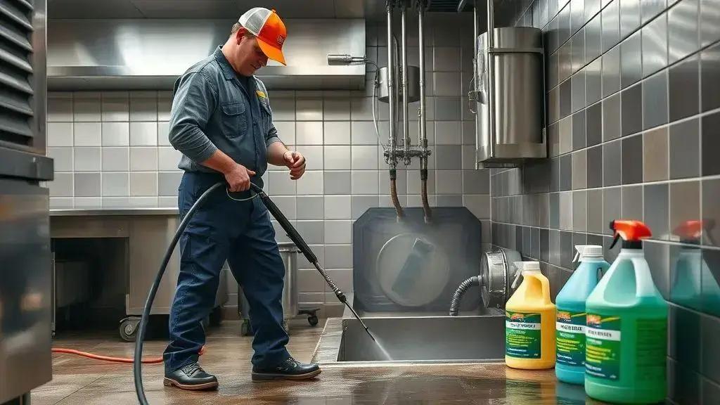 Processo de limpeza de caixa de gordura Processo de limpeza de caixa de gordura